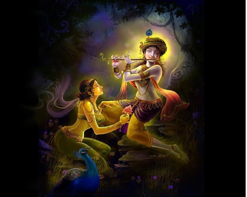 Krishna Playing Flute — Yellow