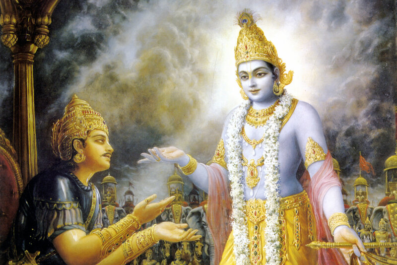 Krishna teaching Arjuna