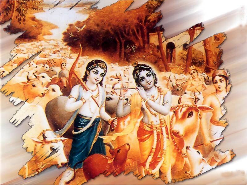 Krishna with Cowherds — Orange