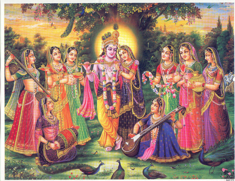 Krishna with gopis in Vrindavan