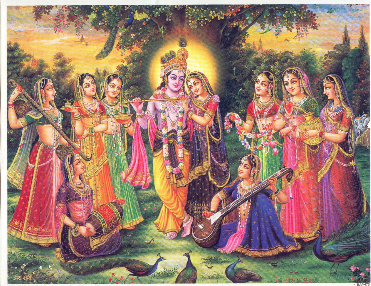 Krishna with gopis in Vrindavan