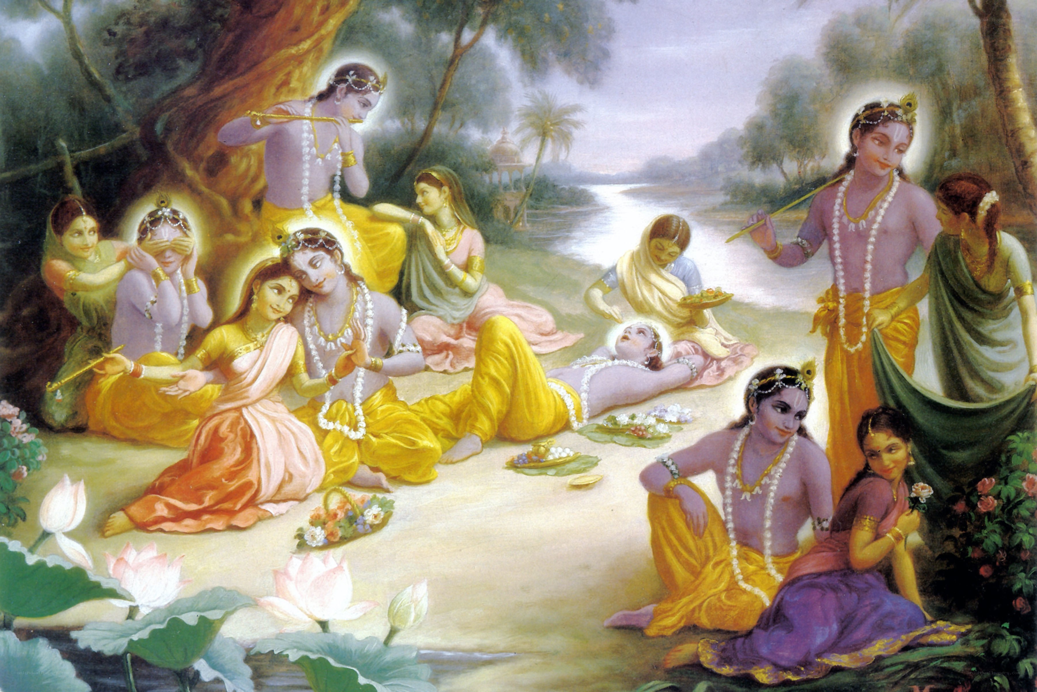 Krishna with gopis in Vrindavan