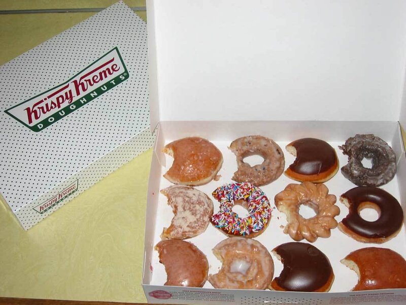 Krispy Kreme donuts in a box