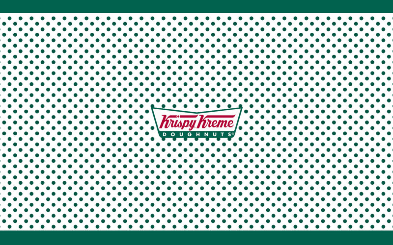 Krispy Kreme logo on polka dot background