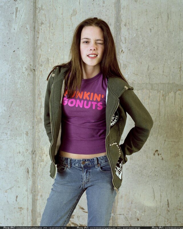 Kristen Stewart in purple shirt