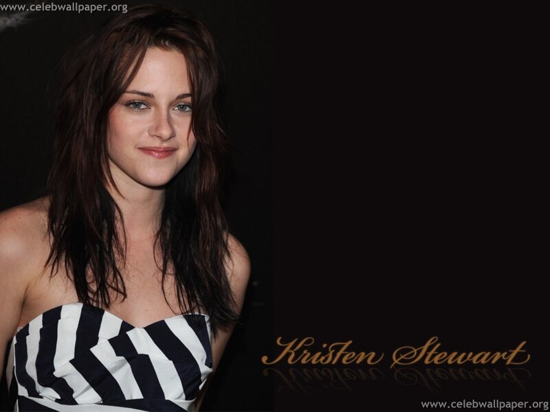 Kristen Stewart in striped dress