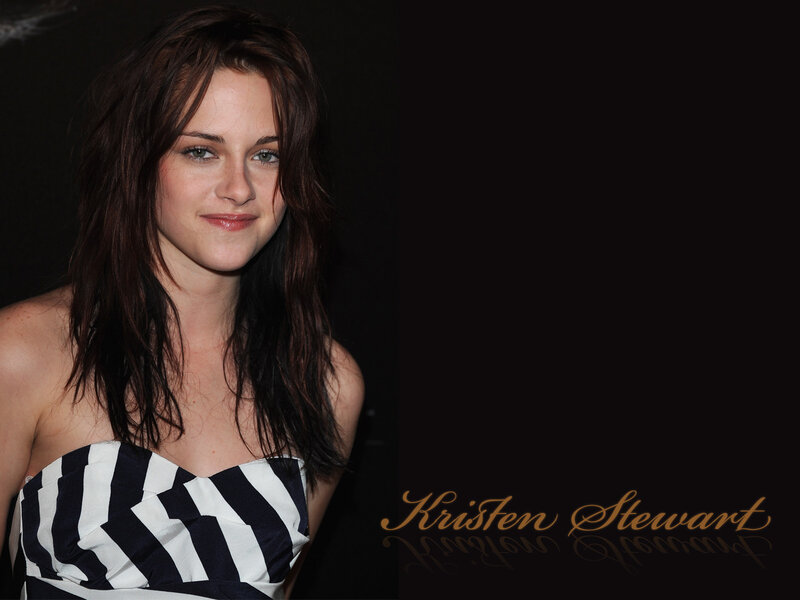 Kristen Stewart in striped dress