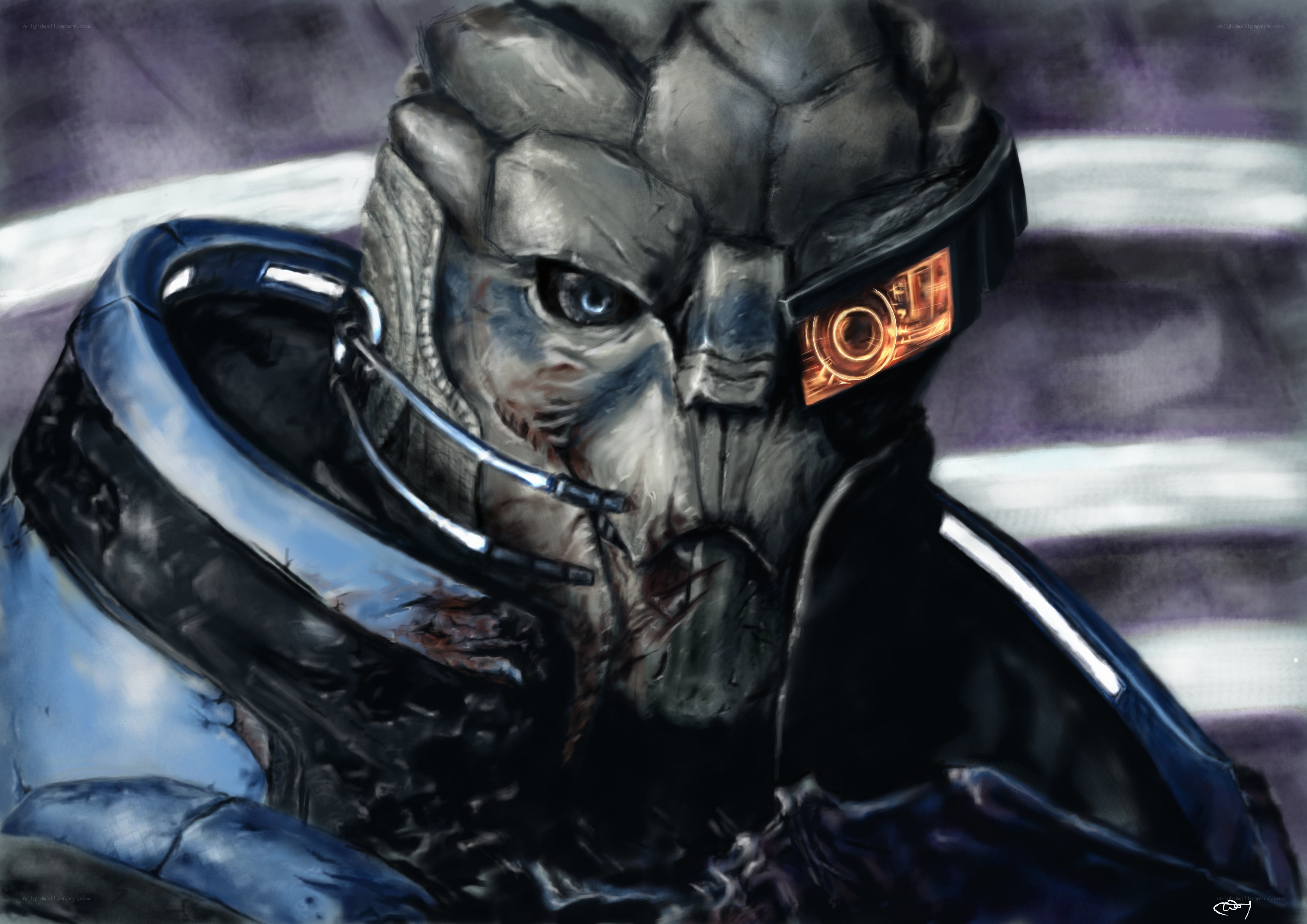 Krogan warrior with cybernetic eye