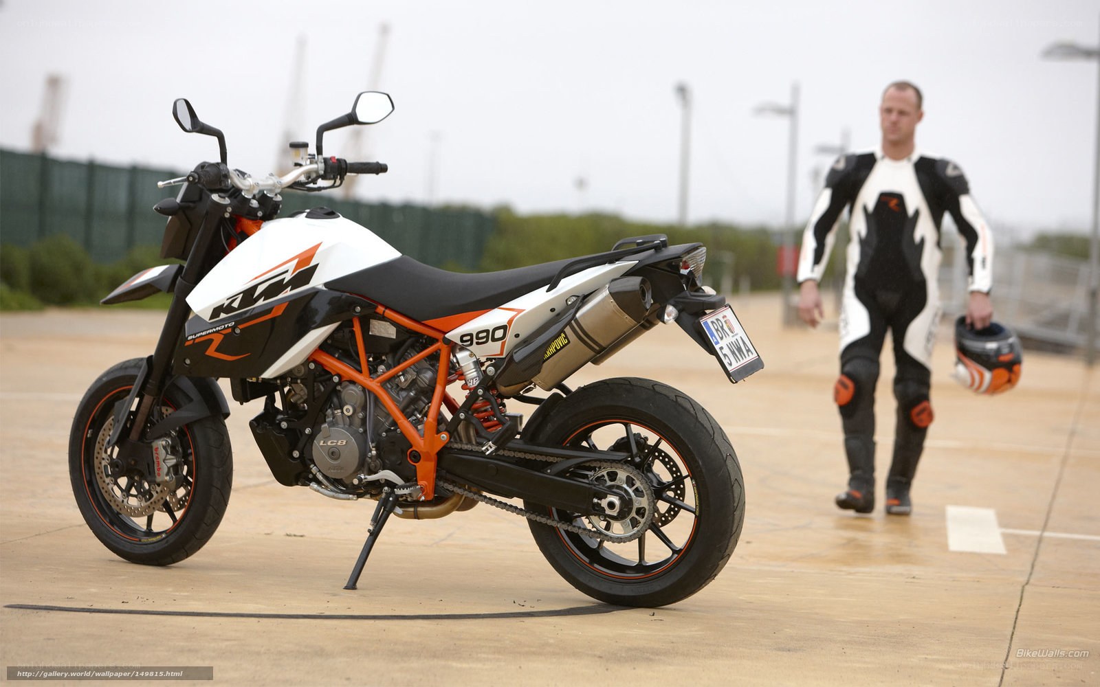 KTM 990 motorcycle with rider