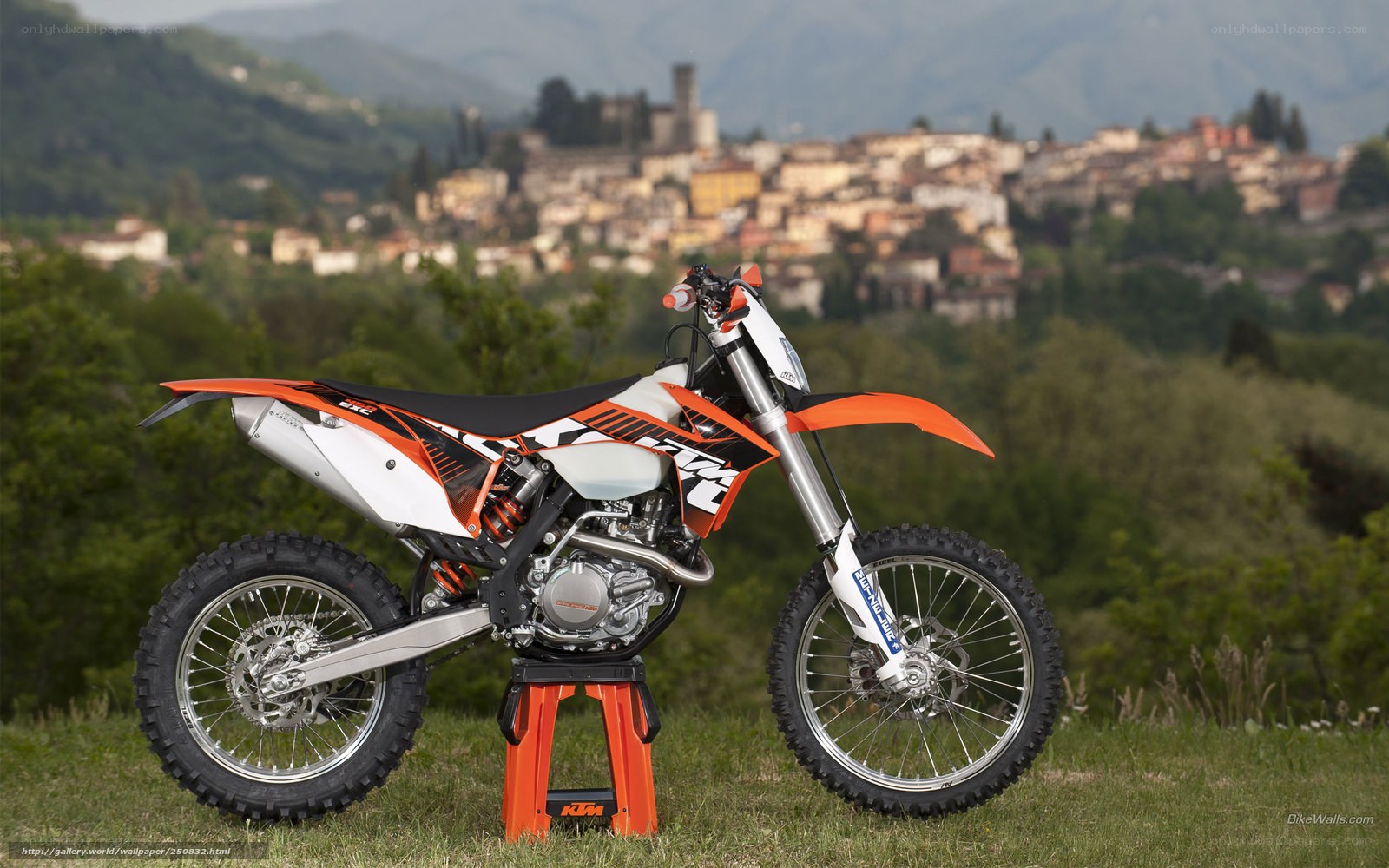 KTM dirt bike on stand