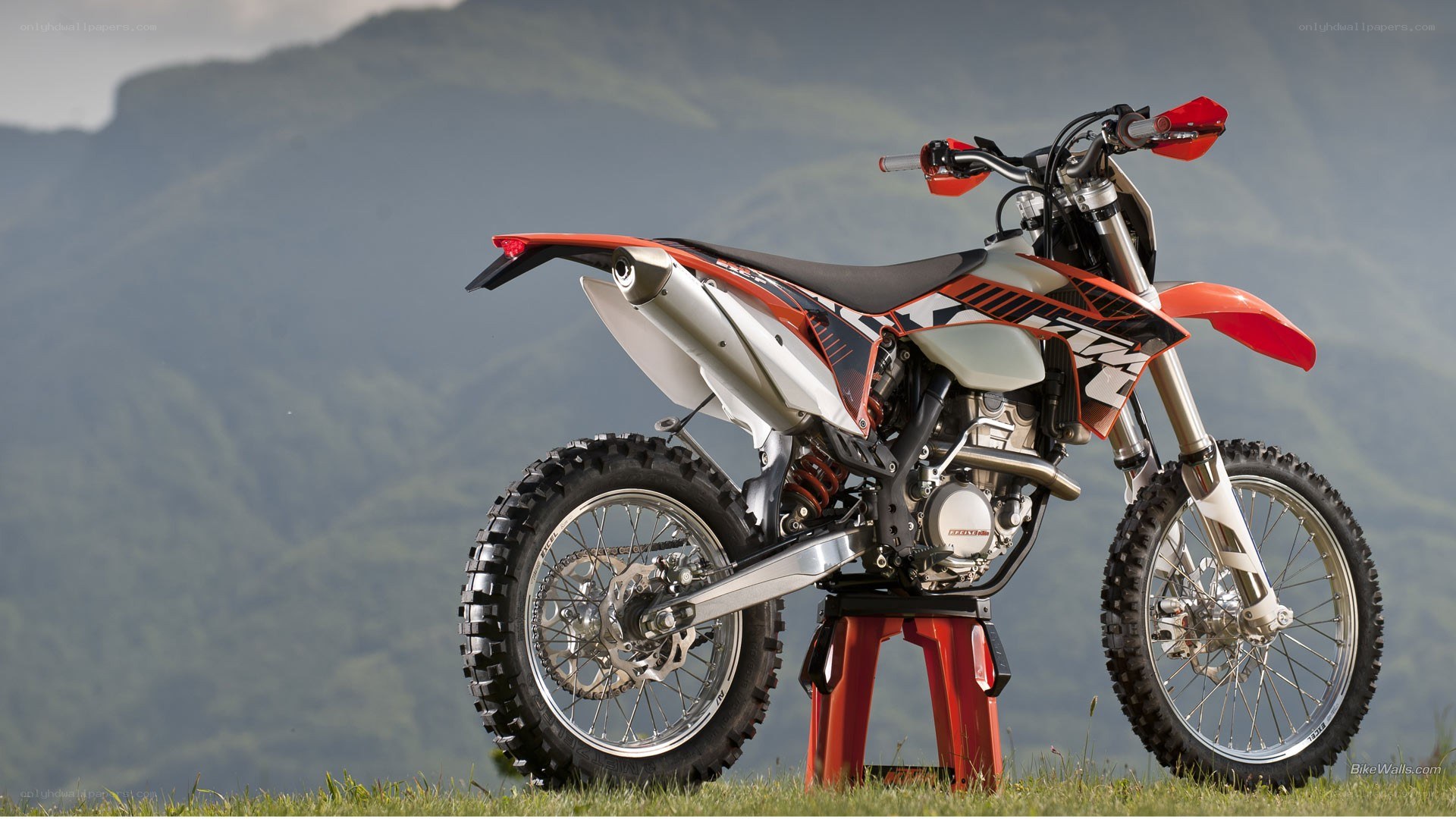 KTM dirt bike on stand
