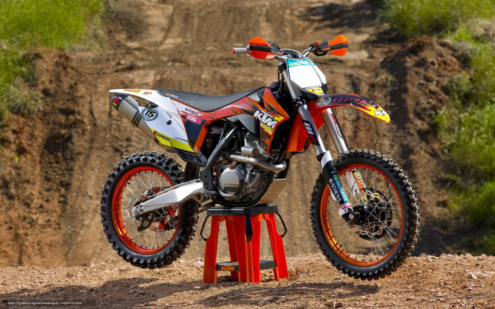 KTM dirt bike on stand