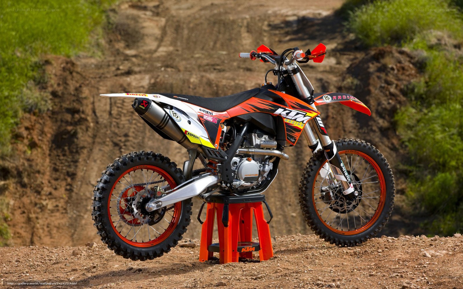 KTM motocross bike on stand