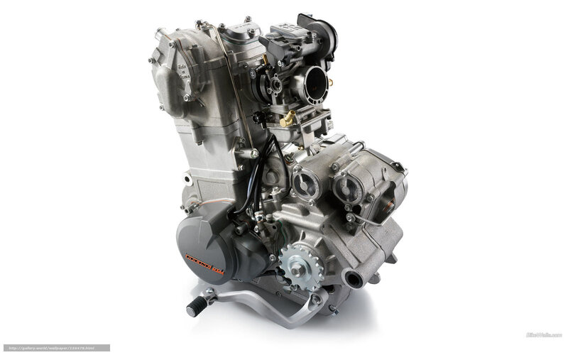 KTM Motorcycle Engine — Silver, Neutral, Photograph, Carburetor, Gearbox