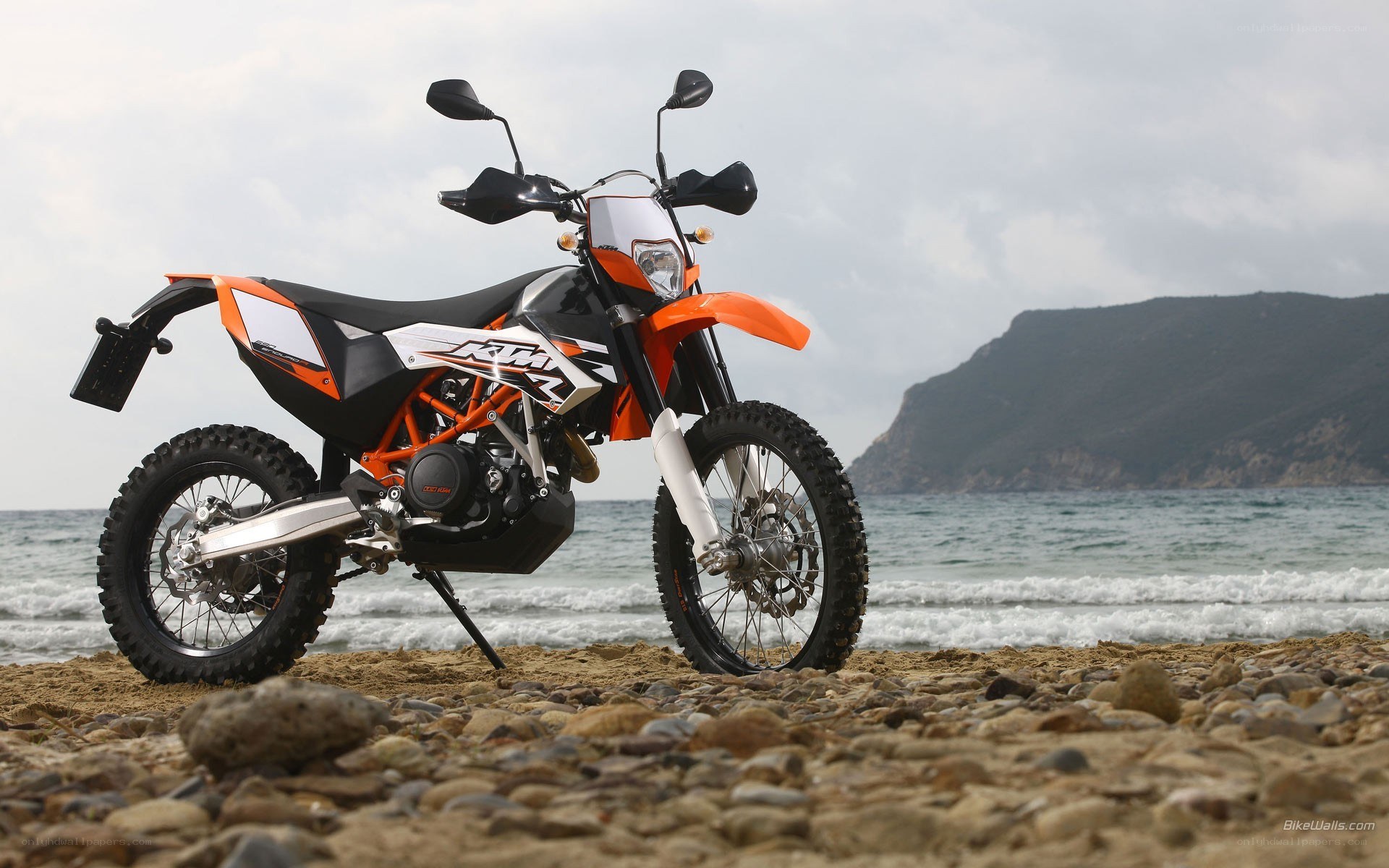 KTM motorcycle on a beach
