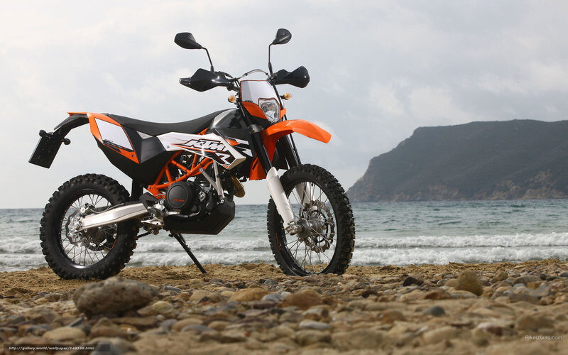 KTM motorcycle on a beach