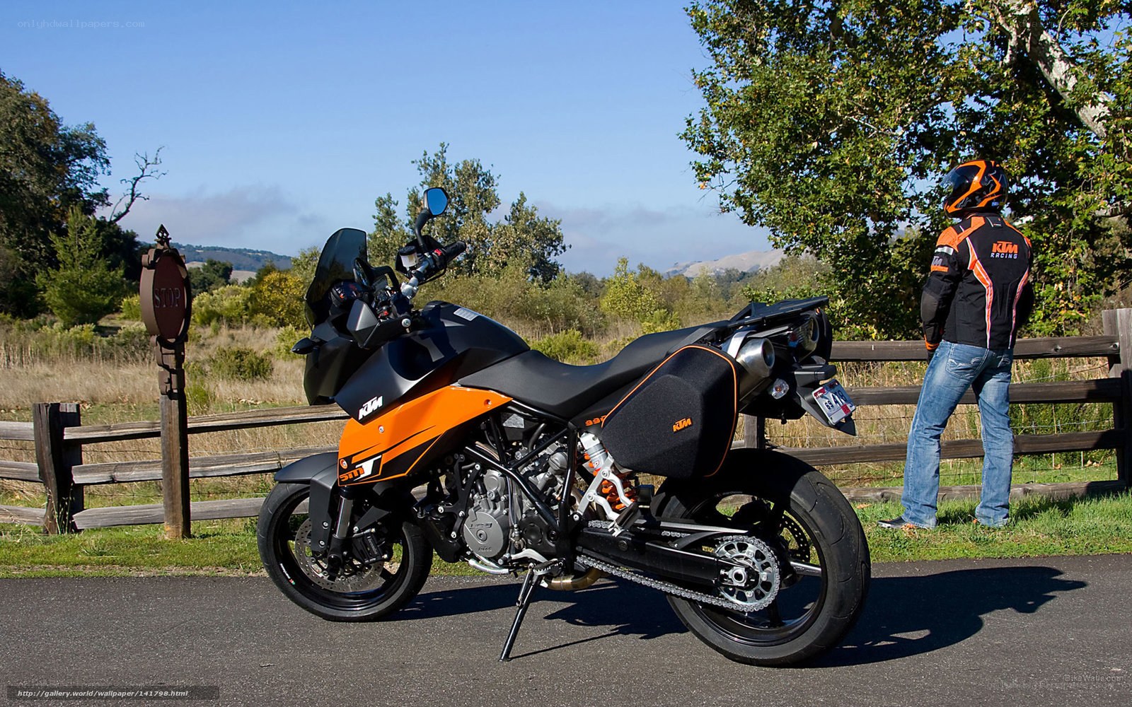 KTM motorcycle on a country road