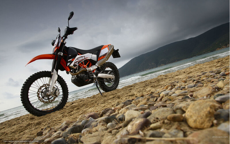 KTM motorcycle on beach