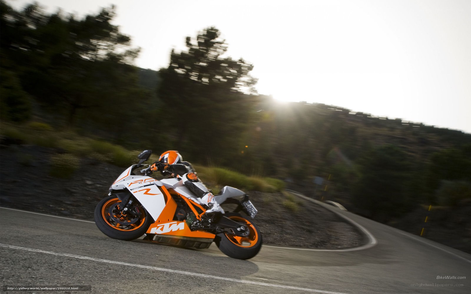 KTM motorcycle on winding road