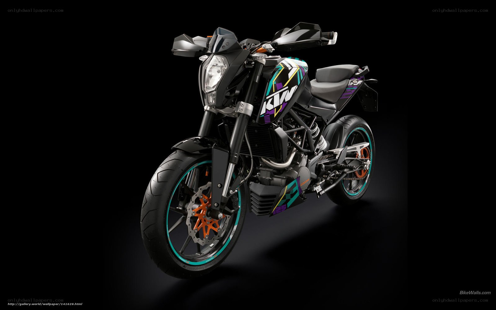 KTM motorcycle with colorful graphics