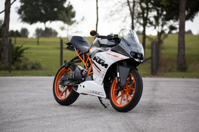 KTM RC motorcycle on pavement