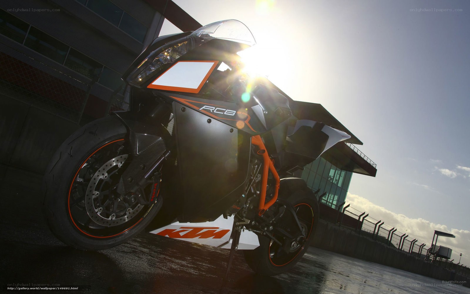 KTM RC8 motorcycle at racetrack
