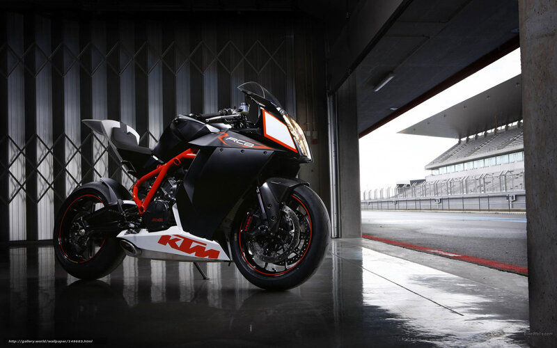 KTM RC8 motorcycle in garage