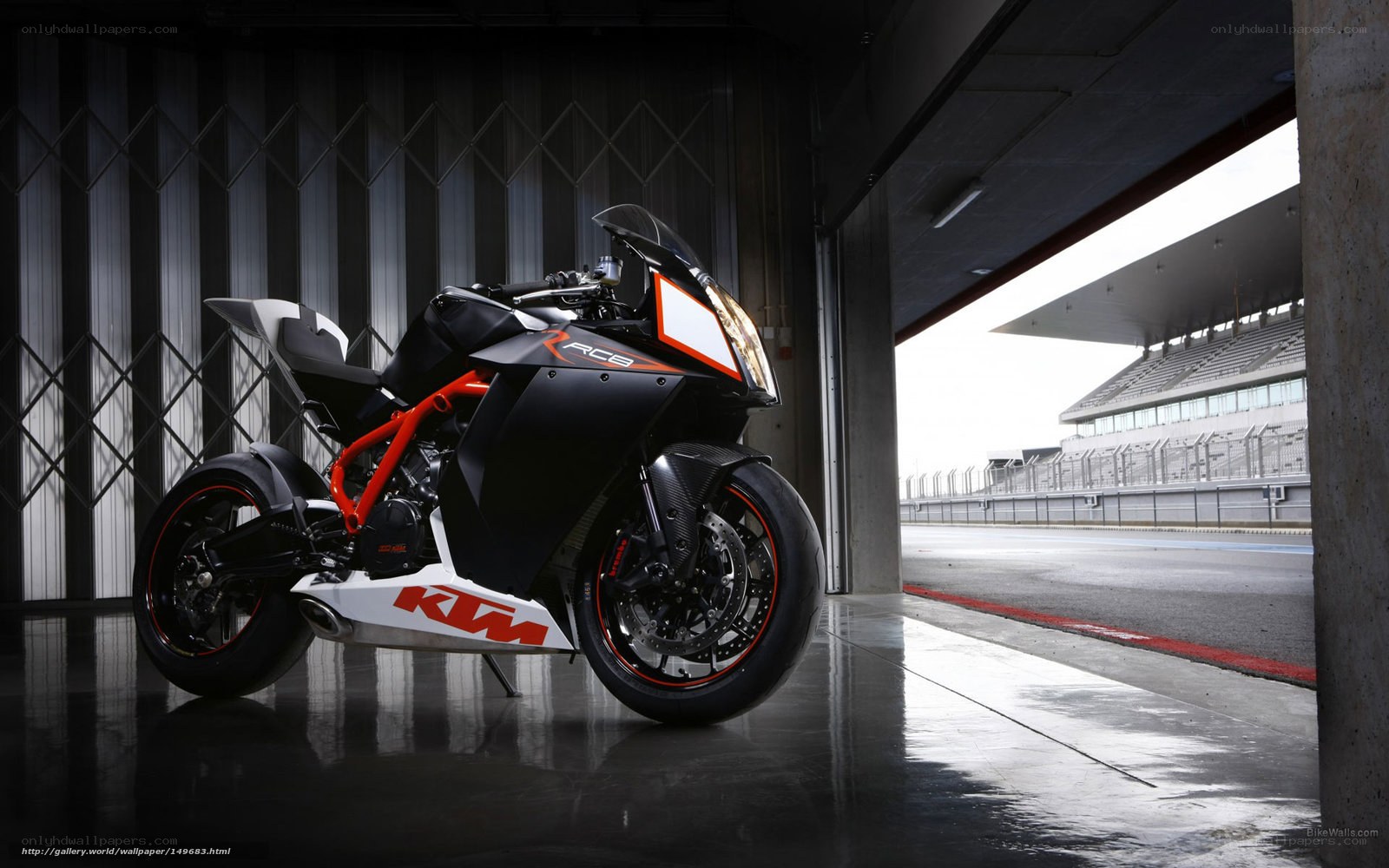 KTM RC8 motorcycle in garage
