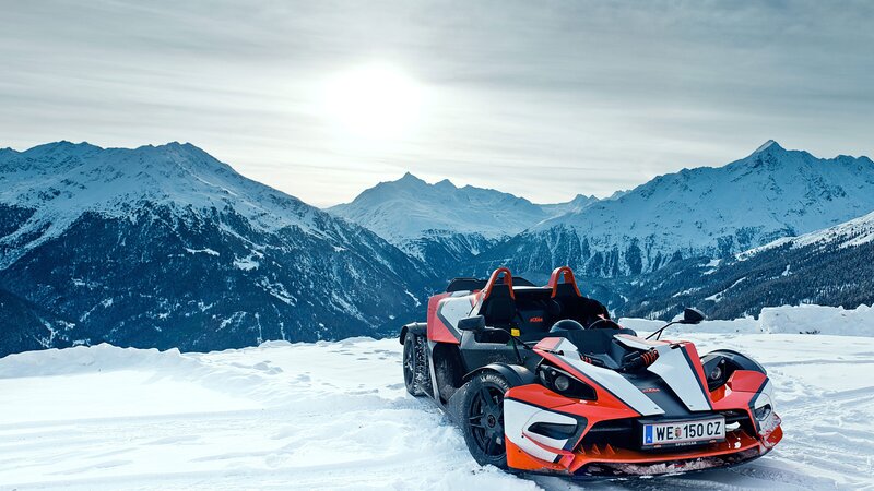 KTM X-Bow on snowy mountain