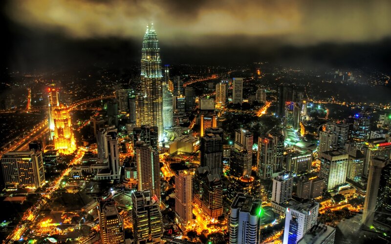 Kuala Lumpur Skyline — Black, Dramatic, Night, Photograph