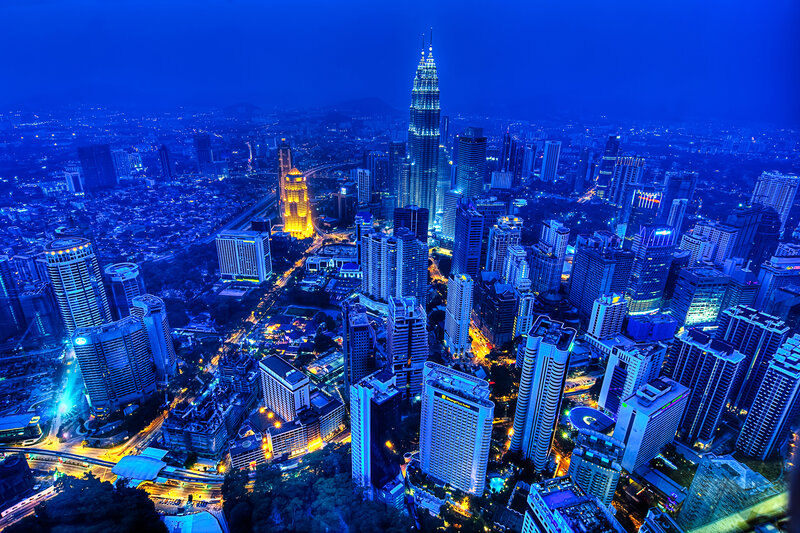 Kuala Lumpur Skyline — Blue, Dramatic, Night