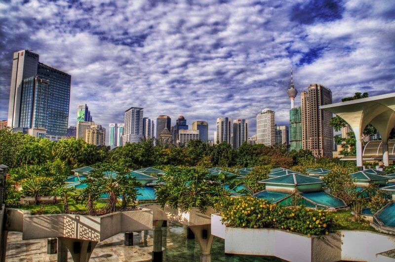 Kuala Lumpur skyline with green roofs