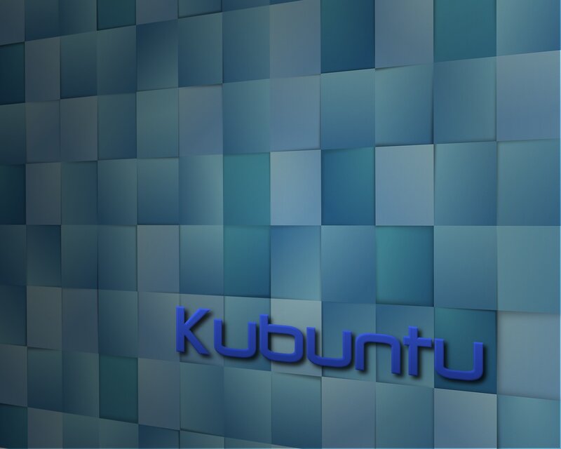 Kubuntu logo on blue tiles