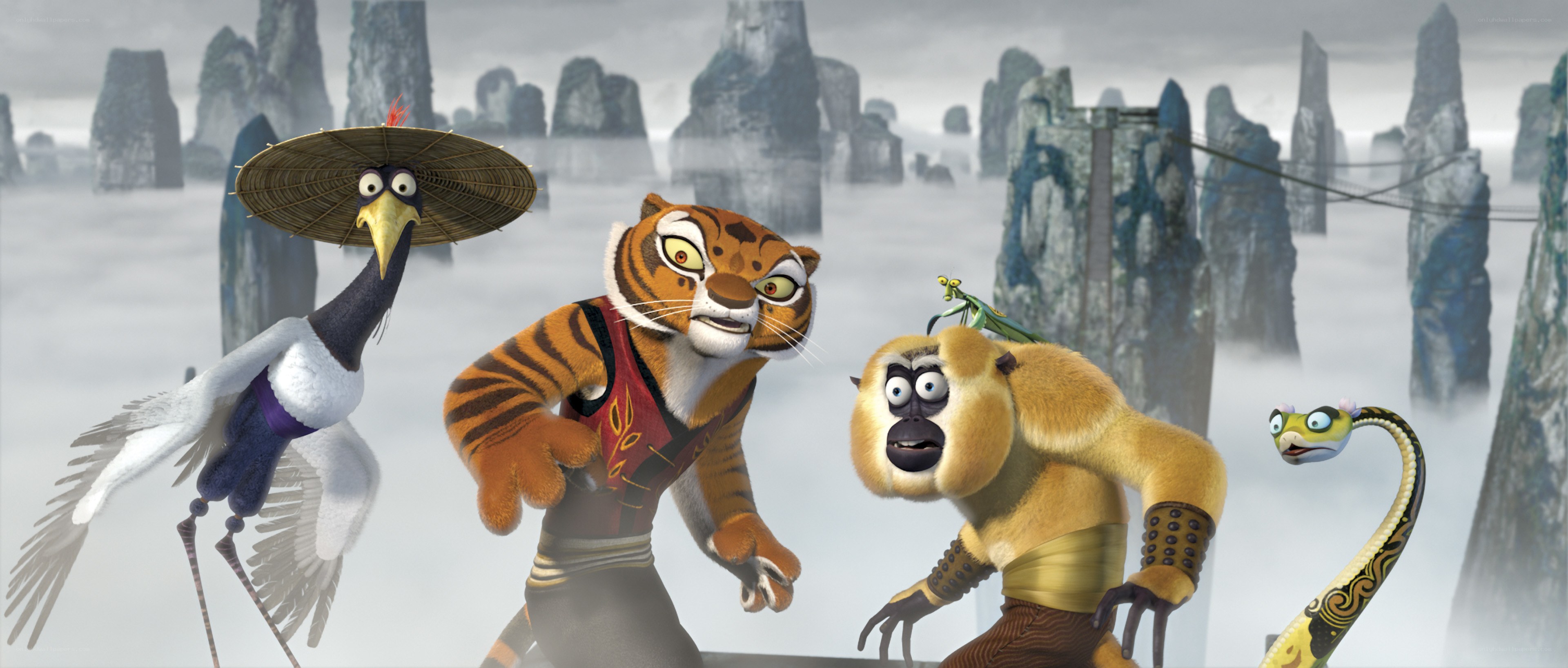Kung Fu Panda characters in mist