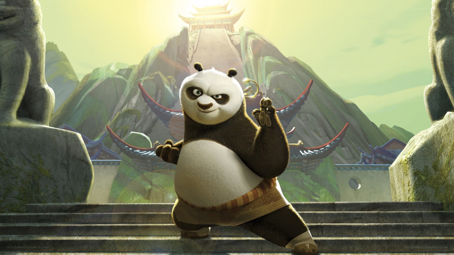 Kung Fu Panda on the steps