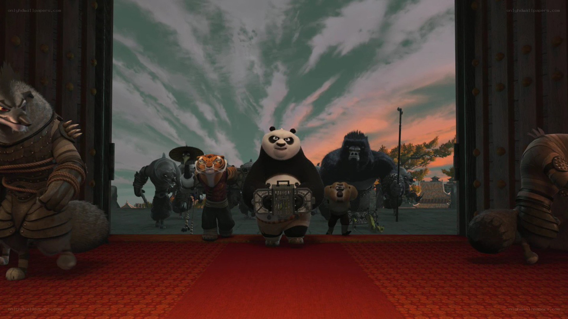 Kung Fu Panda team stands together