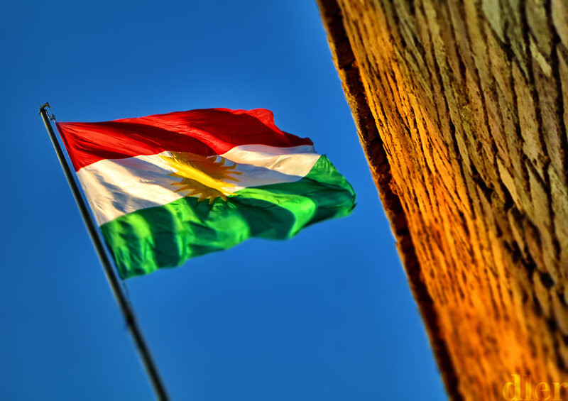 Kurdish Flag Waving