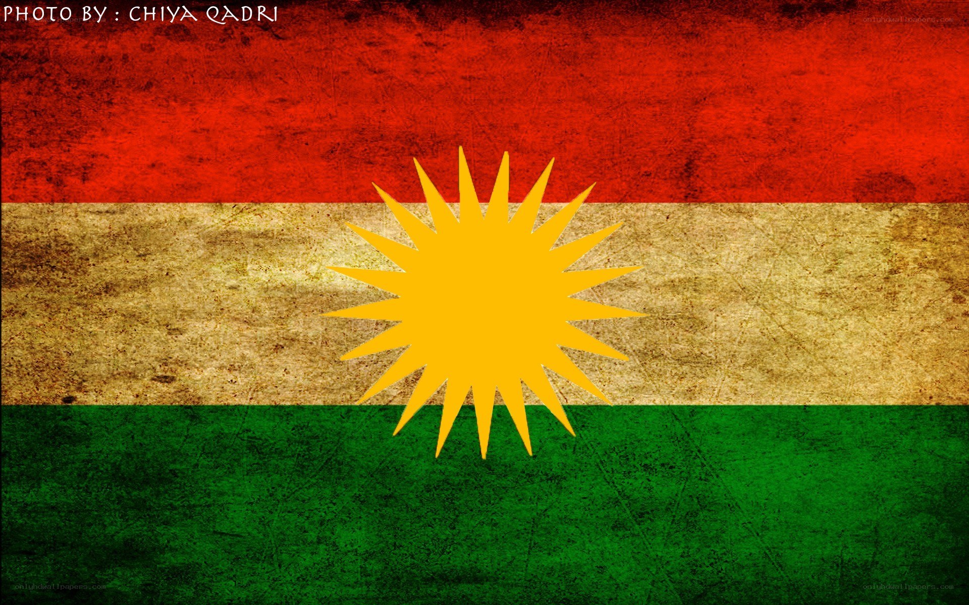 Kurdish flag with sun symbol