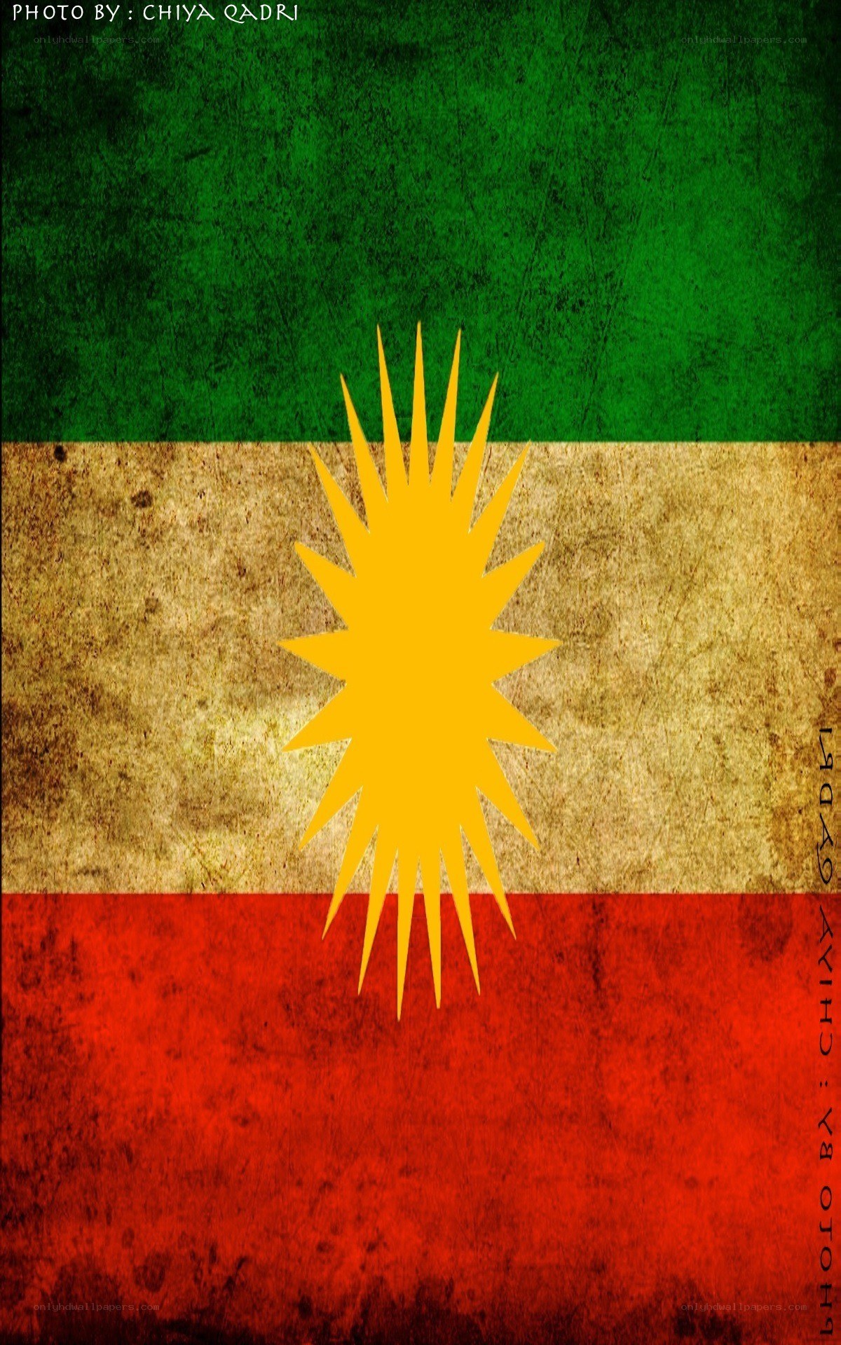 Kurdish flag with sun symbol