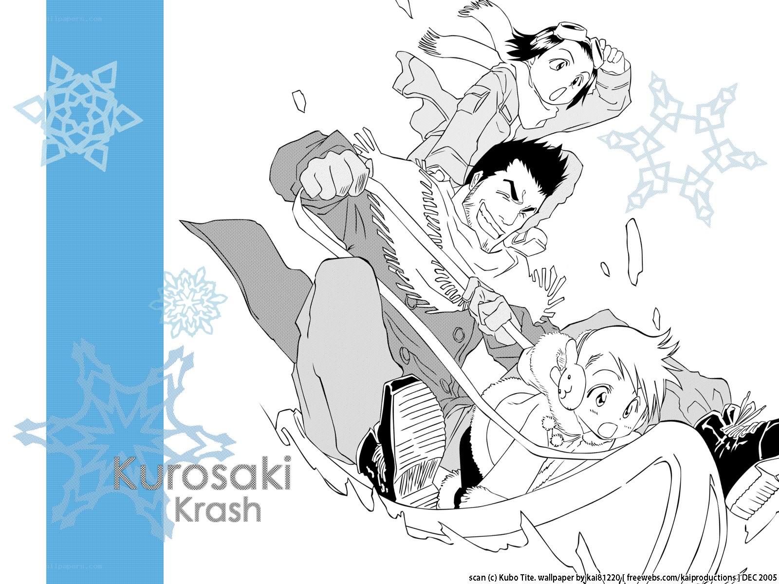 Kurosaki Krash characters sledding