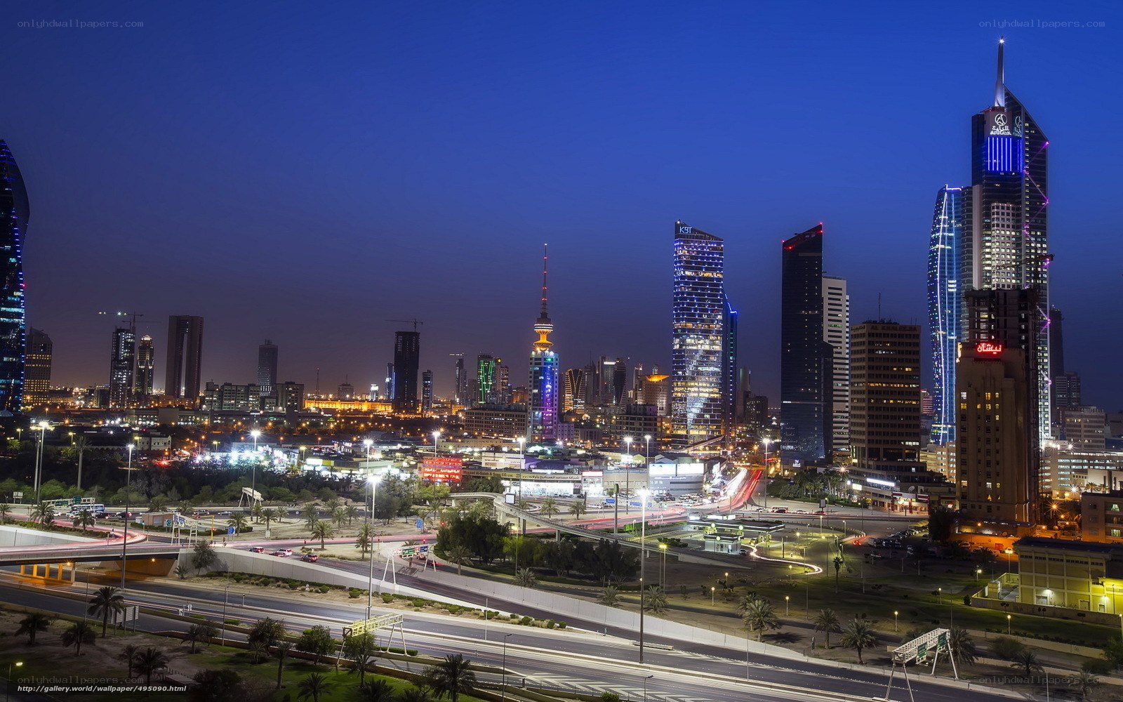 Kuwait City skyline at night