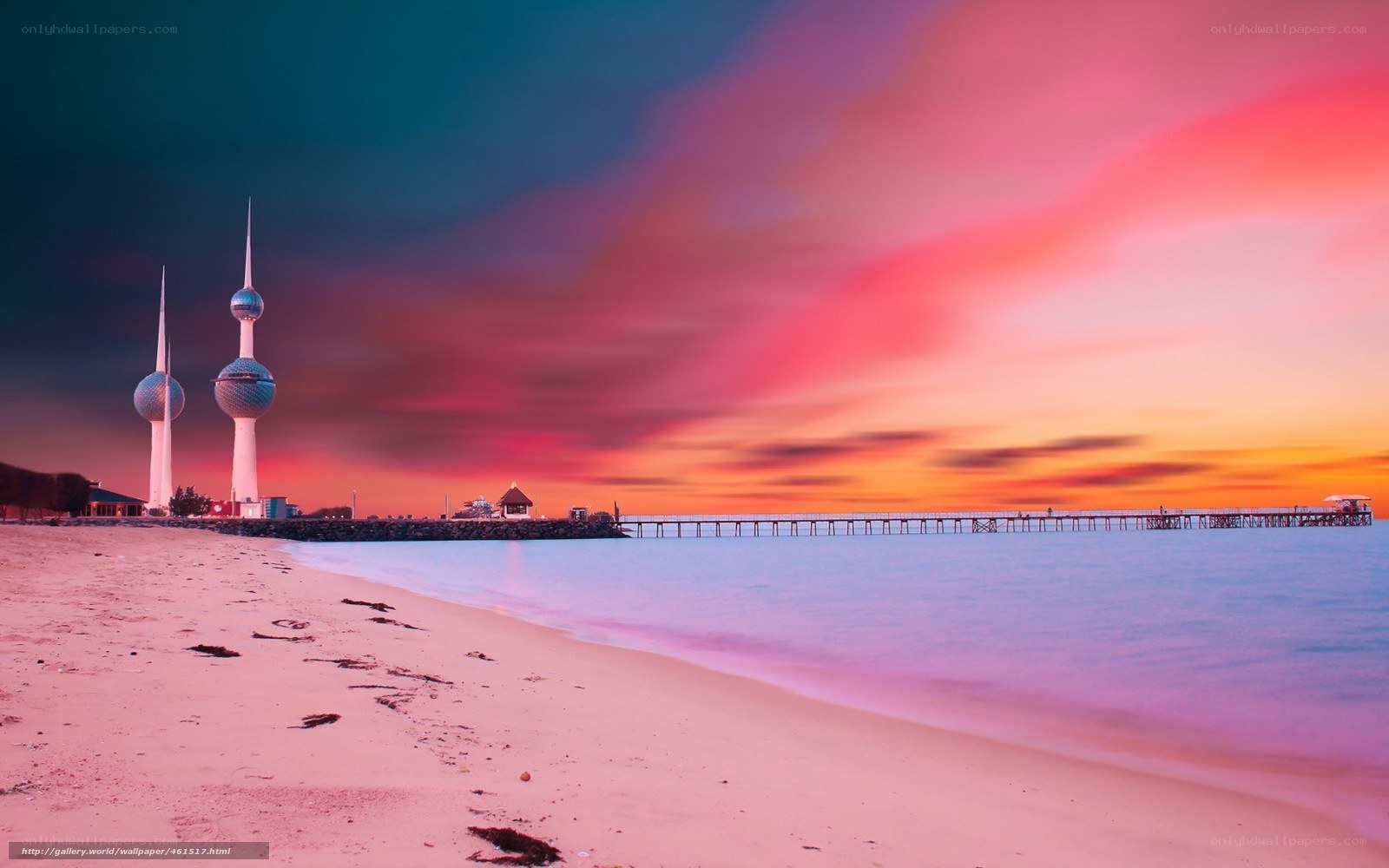 Kuwait skyline at sunset