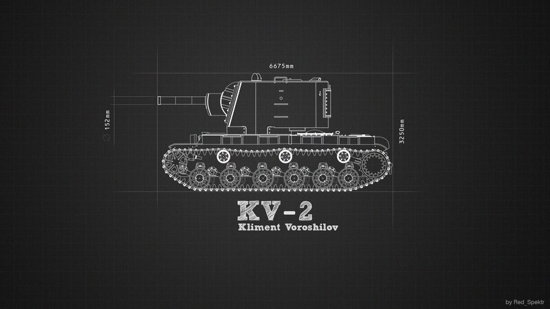 KV-2 Tank Blueprint — Black