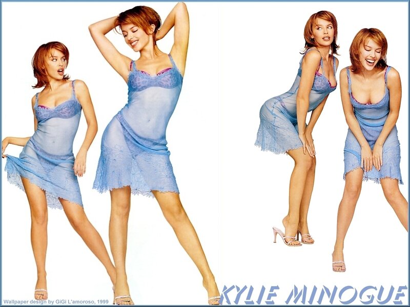 Kylie Minogue in blue lingerie