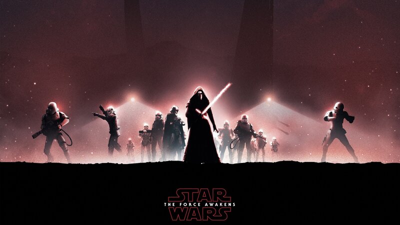 Kylo Ren with Stormtroopers — Black, Dramatic, Night, Illustration