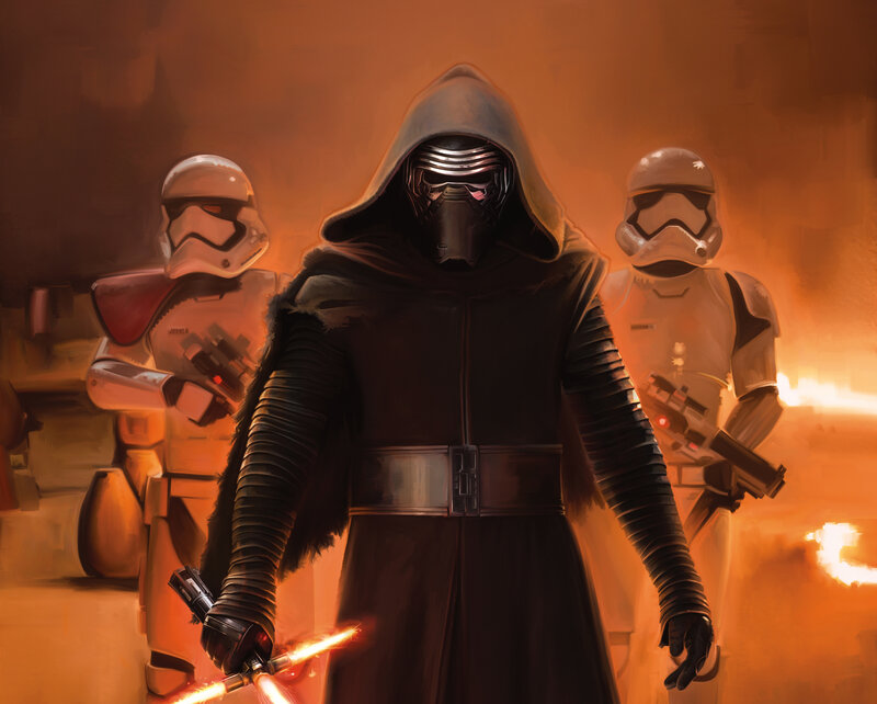 Kylo Ren with stormtroopers