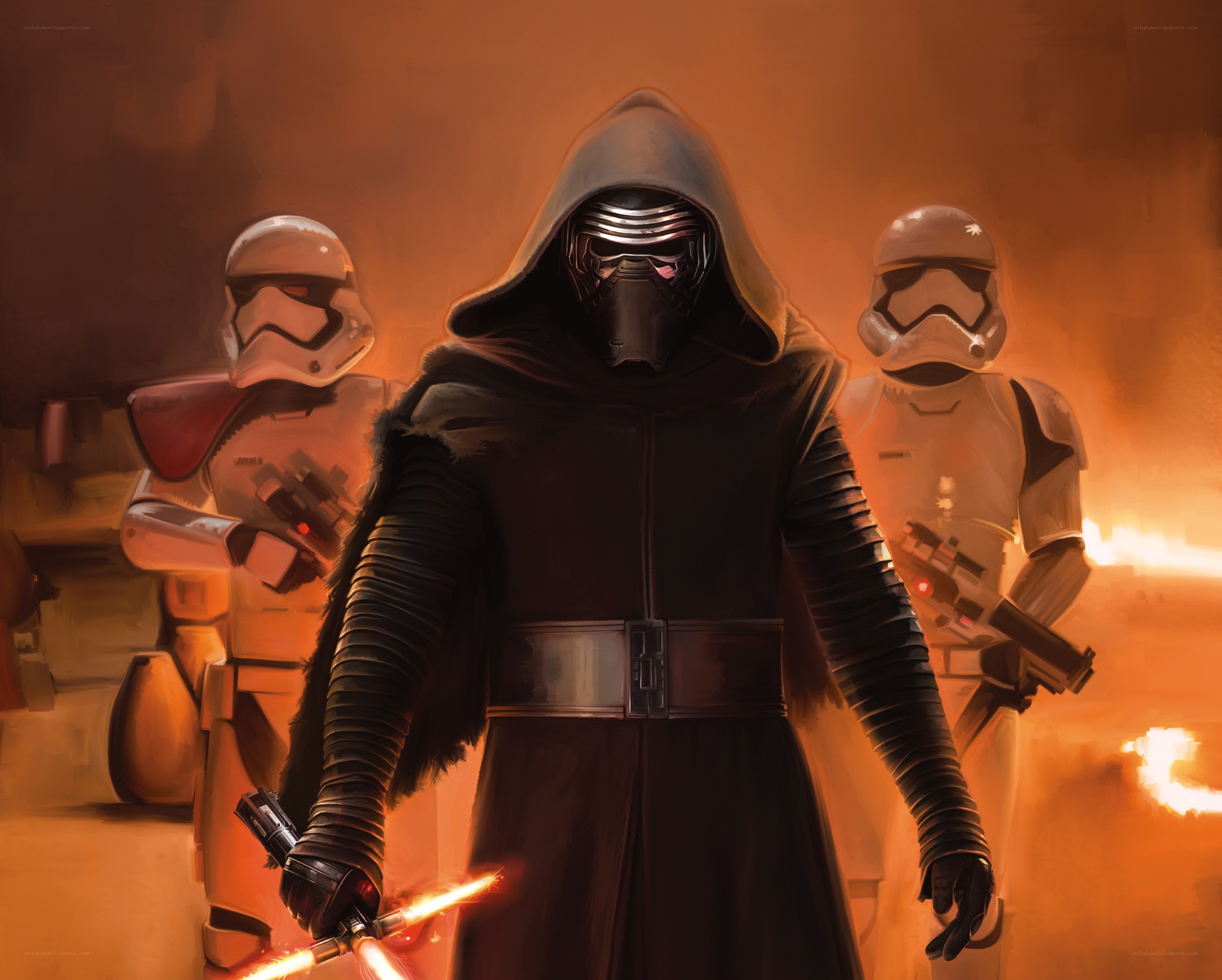 Kylo Ren with stormtroopers