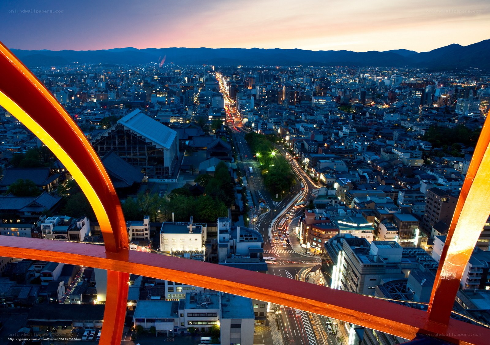 Kyoto cityscape at dusk