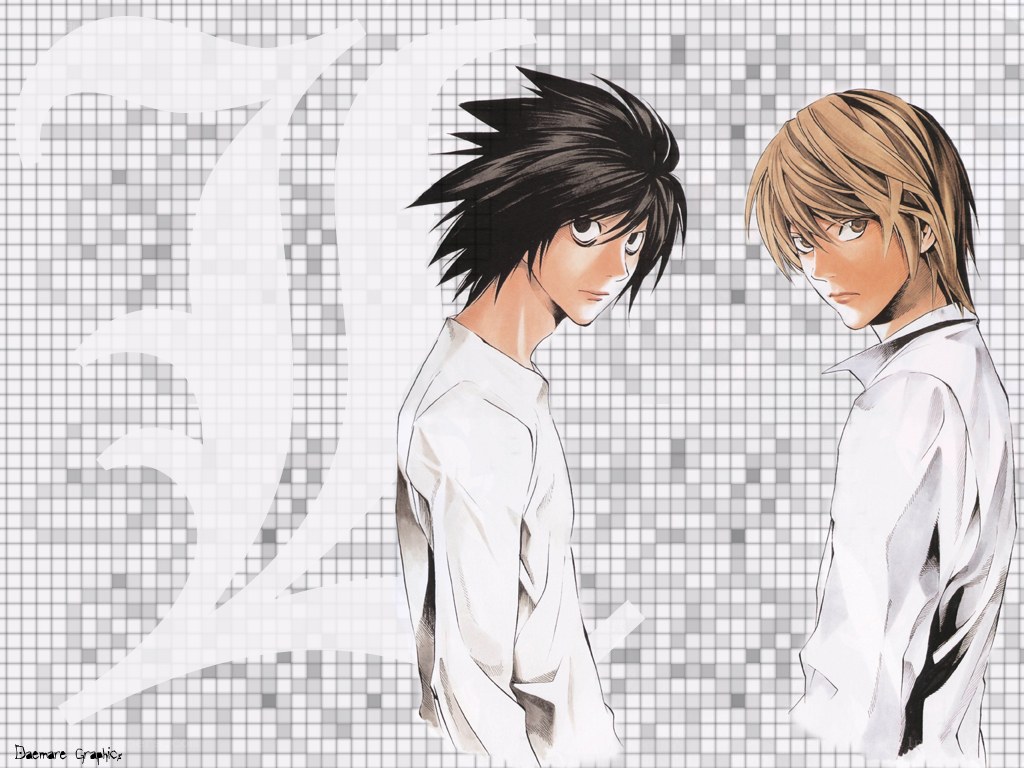 L and Light in white shirts