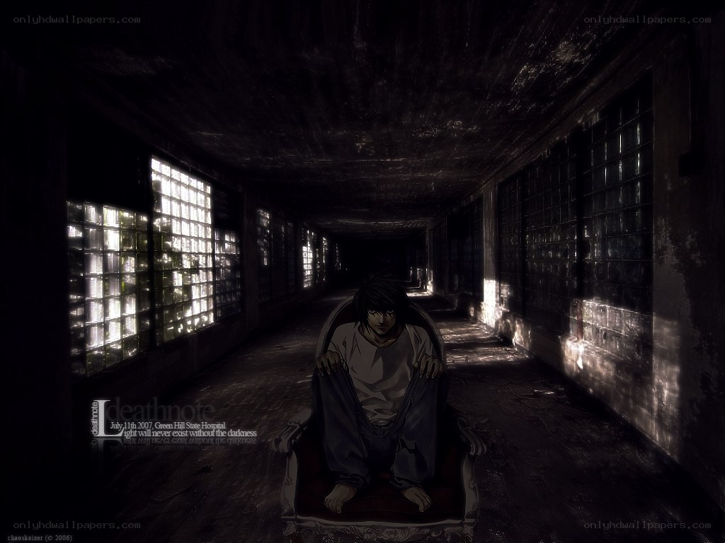 L in a dark hallway